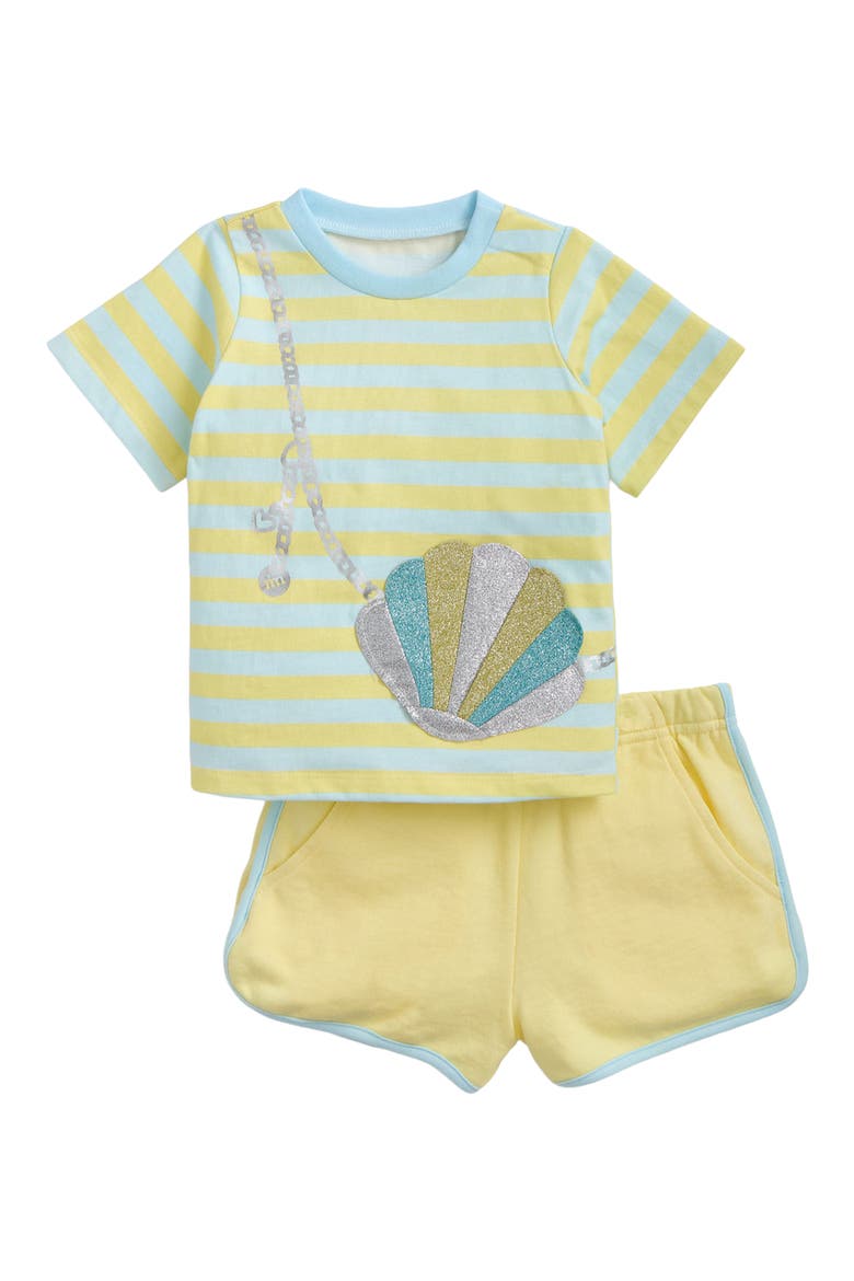 Kids' Fidget Appliqué Cotton Jersey T-Shirt & Shorts Set, Main, color, YELLOW