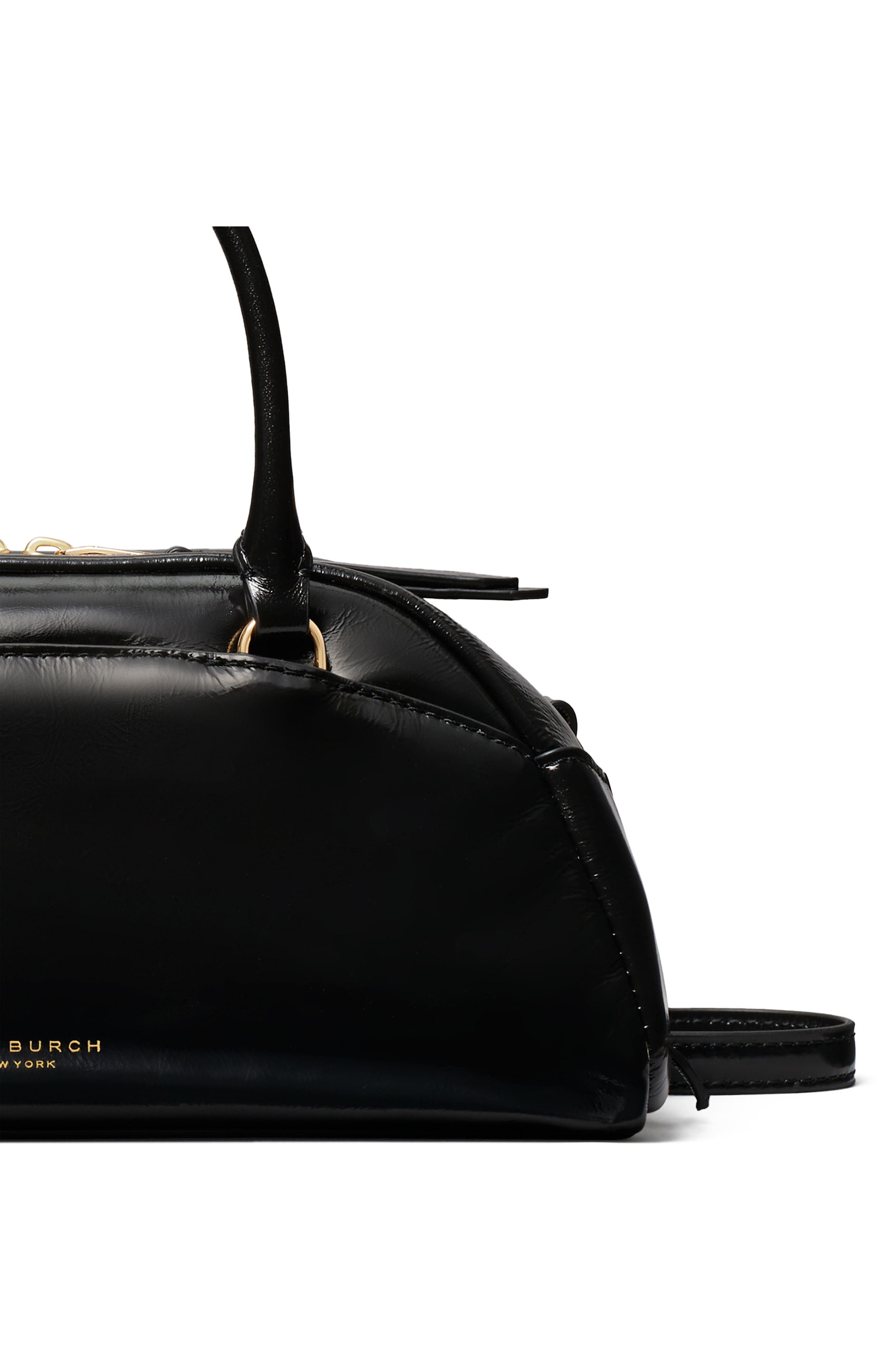 Tory Burch Small Bowler Top Handle Bag, Alternate, color, Black