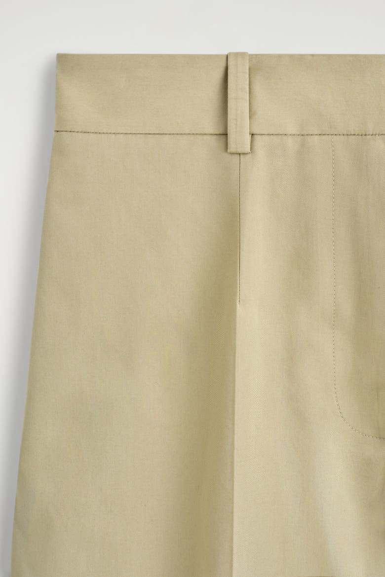 Cotton-twill Wide-leg Turn-up Pants, Alternate, color, BEIGE