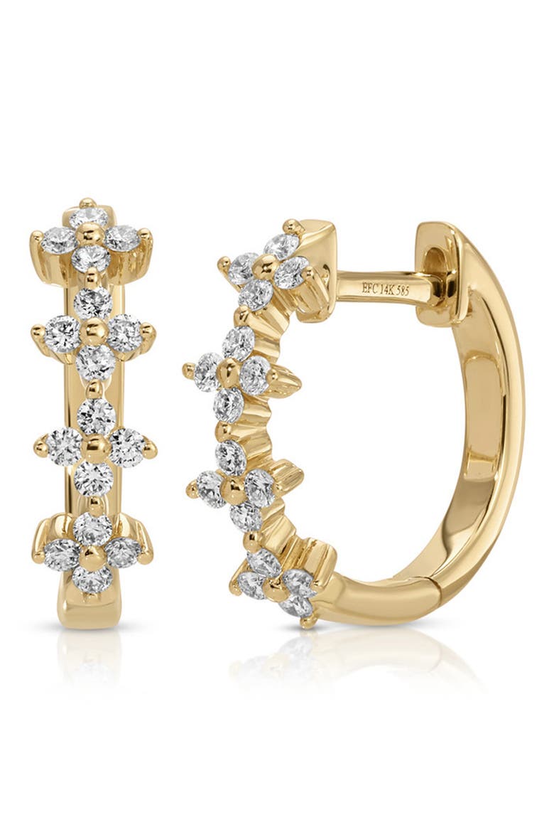 Fleur Diamond Huggie Hoop Earrings, Main, color, 14K YELLOW GOLD