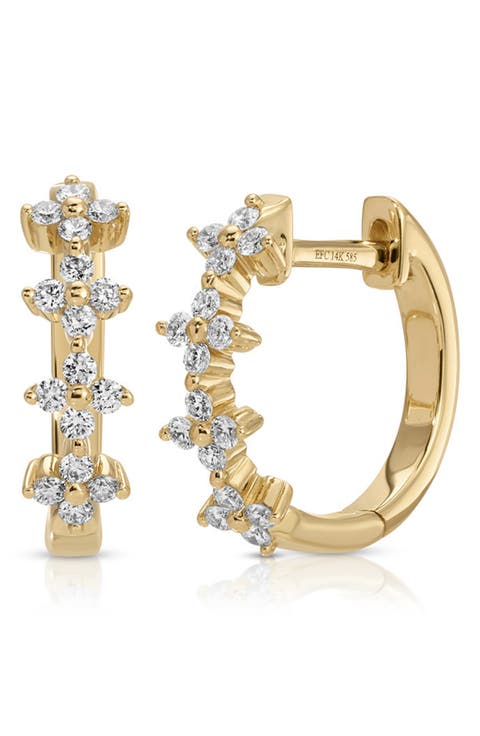 Fleur Diamond Huggie Hoop Earrings