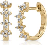 EF Collection Fleur Diamond Huggie Hoop Earrings