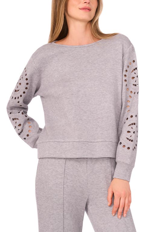 Vince Camuto Eyelet Sleeve Sweatshirt In Gray