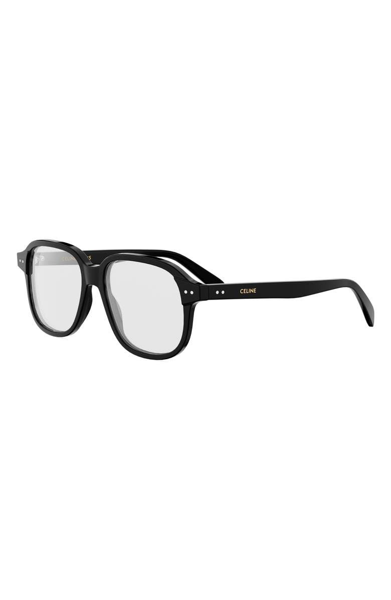 CELINE 54mm Thin Geometric Optical Glasses, Alternate, color, Shiny Black