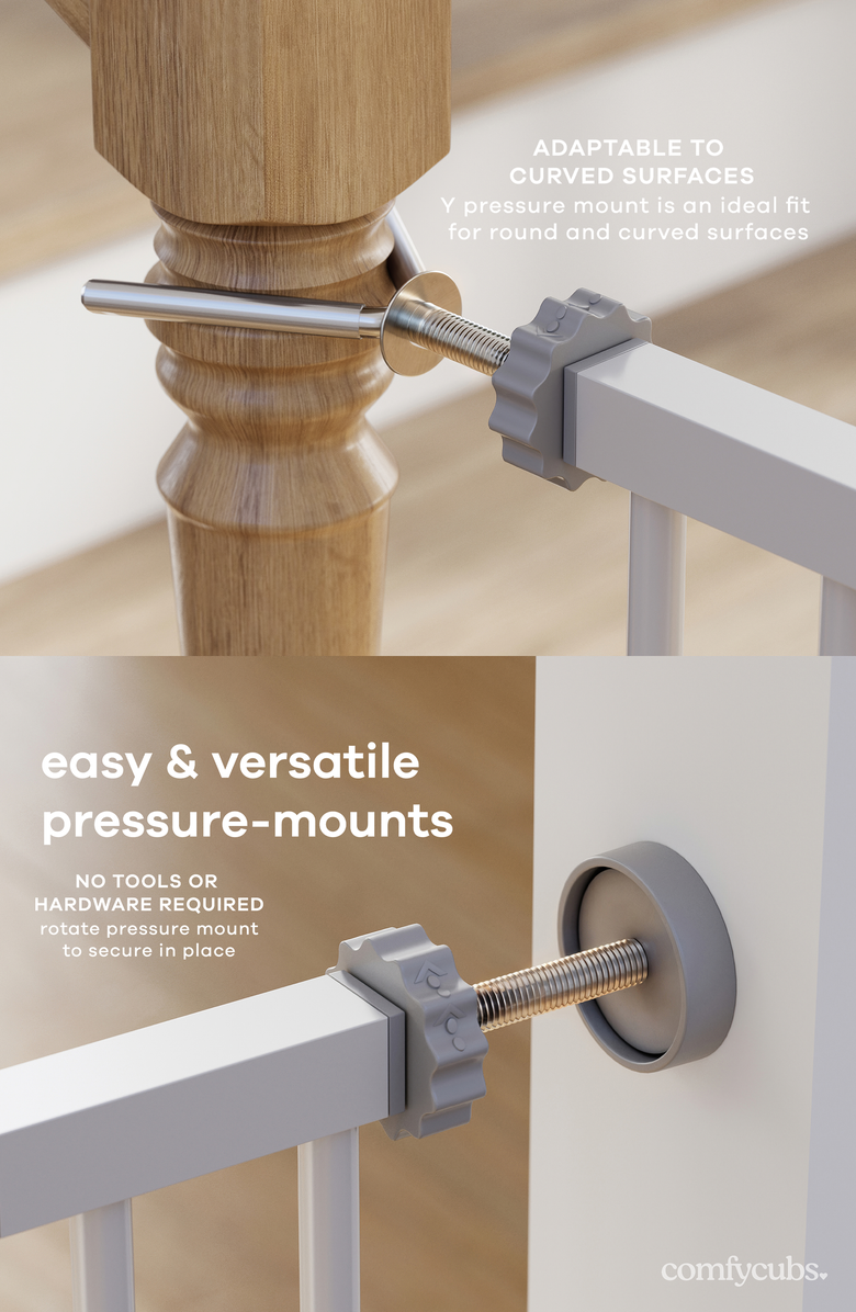 Comfy Cubs Baby Safety Gate with 3 Extensions, Alternate, color, White