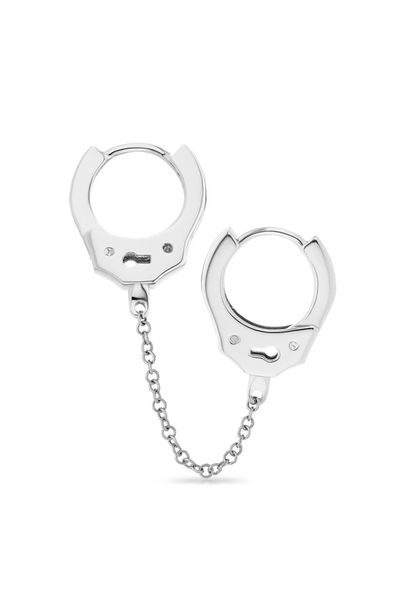MARIA TASH Handcuff Chain Multi Piercing Hoop Earring, Main, color, White Gold