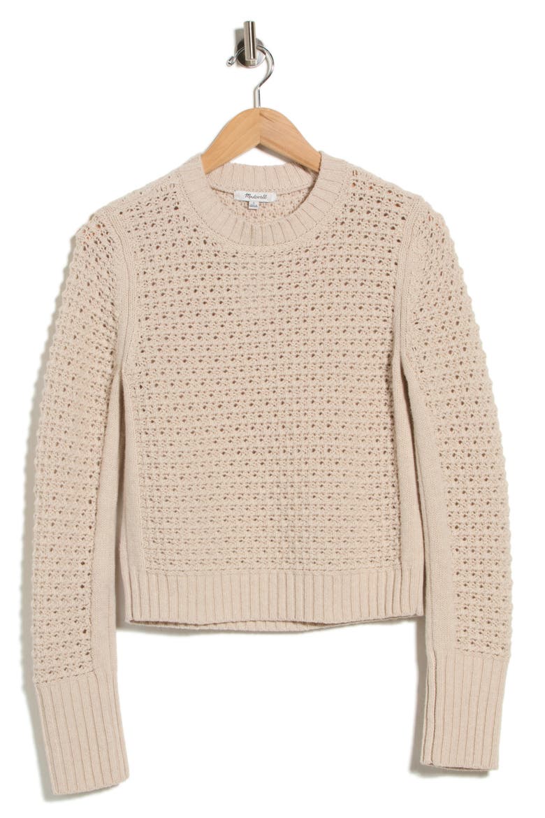 Agatha Open Knit Sweater, Alternate, color, HEATHER OAT