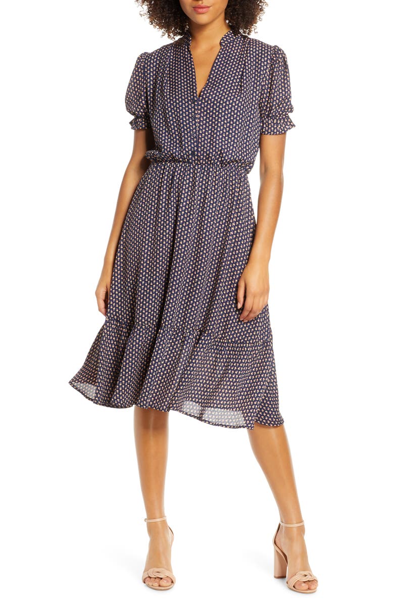 Fraiche by J Puff Sleeve Midi Dress, Main, color, 