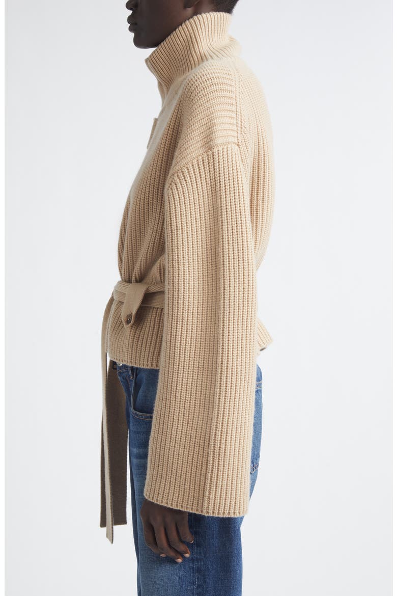 The Neal Belted Cashmere Zip Cardigan, Alternate, color, CAMEL