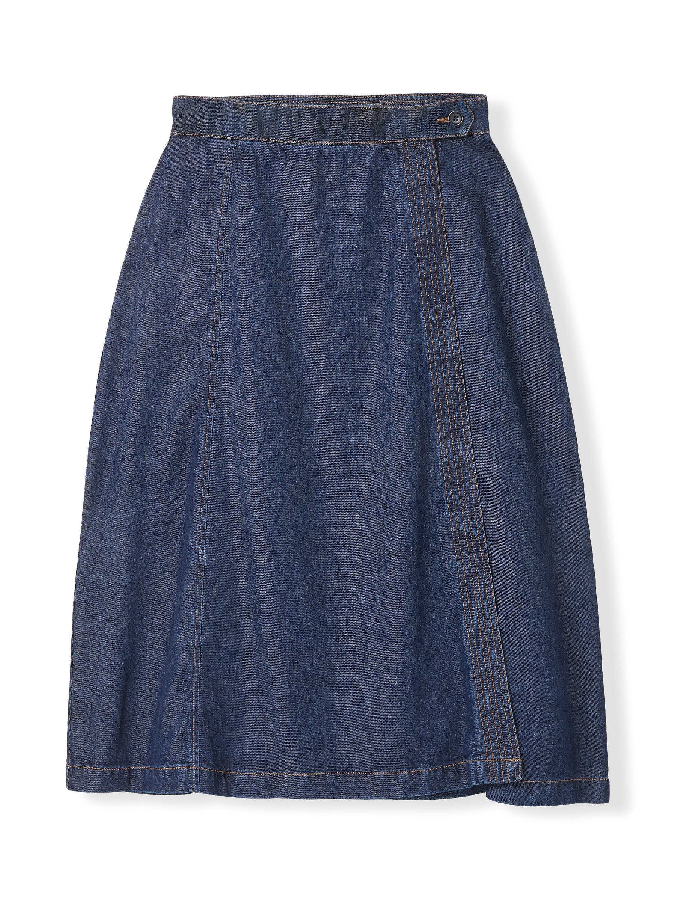 Midi Wrap A-Line Denim Skirt - image 2