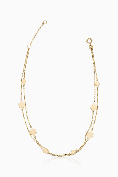 14K Yellow Gold Honey Station Anklet