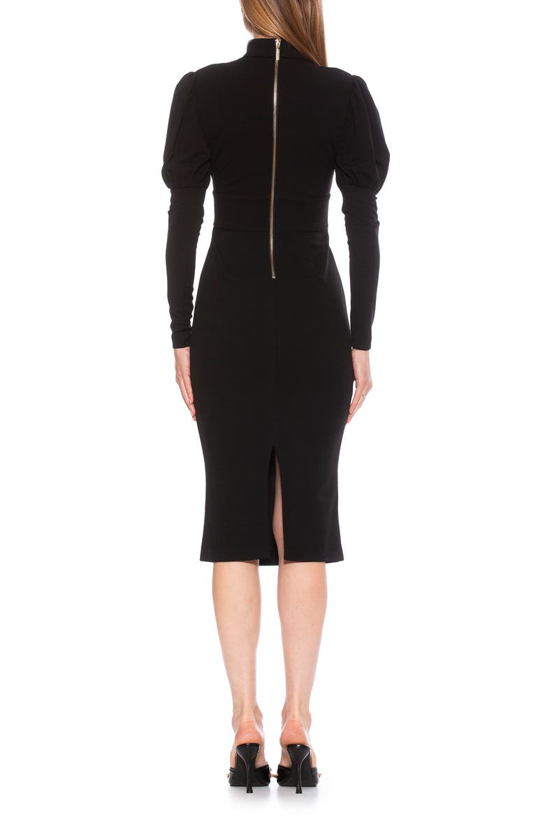 Diva Long Sleeve Midi Dress, Alternate, color, BLACK