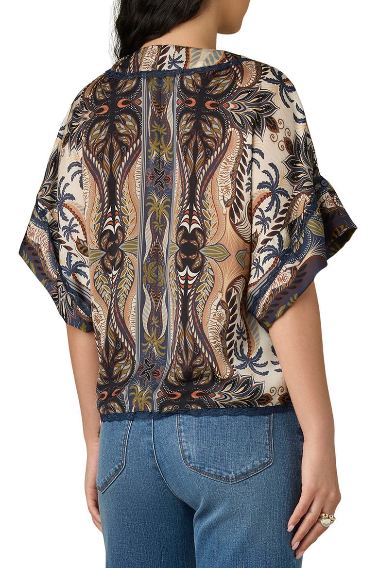 Roll Cuff Dolman Sleeve Top, Alternate, color, STORMY BLUE/ ECRU MULTI