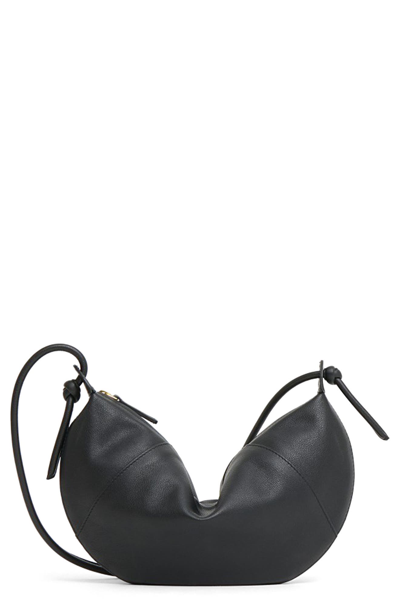 Mansur Gavriel Mini Fortuna Leather Crossbody Bag, Main, color, Black