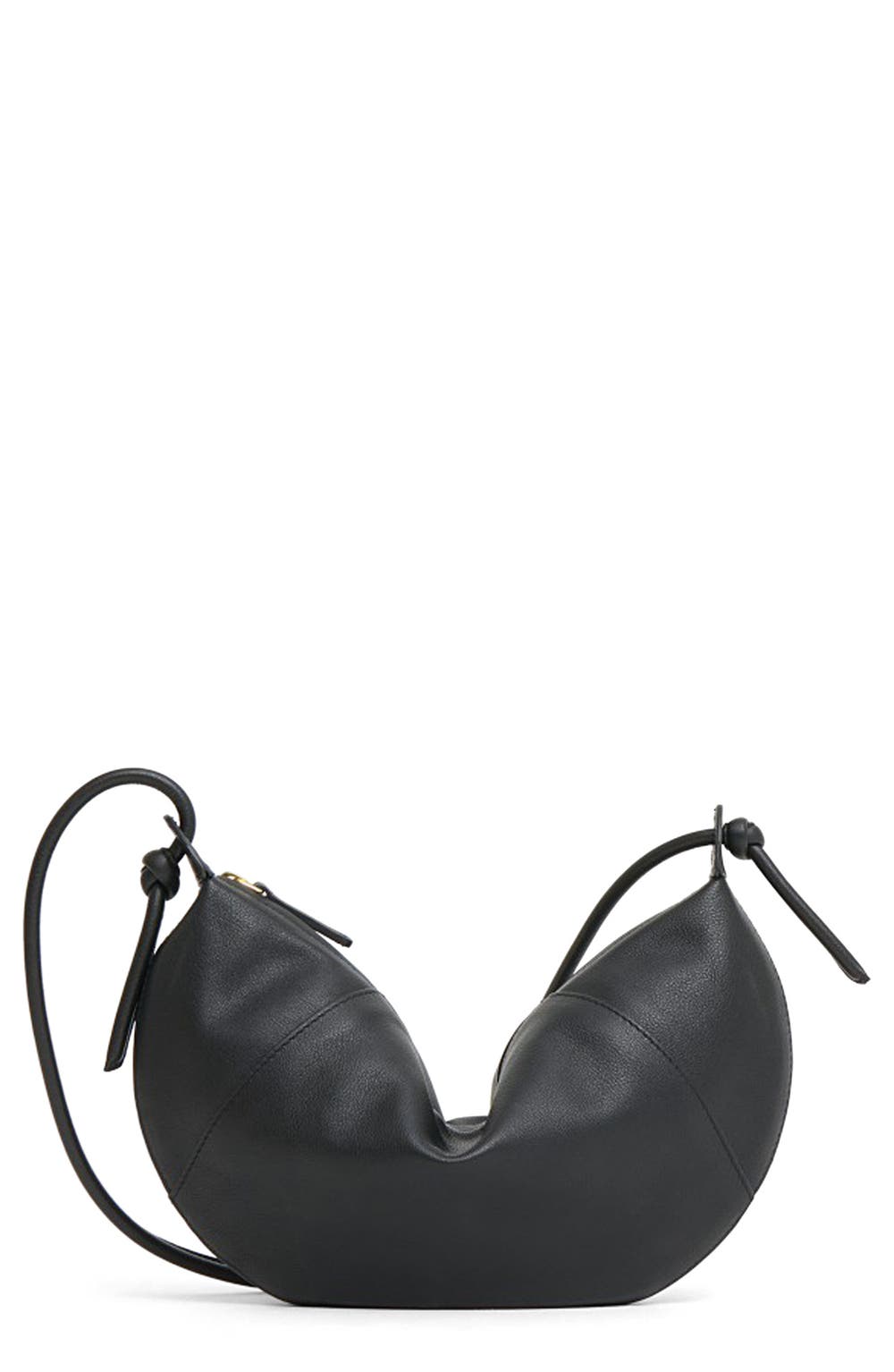 Mini Fortuna Leather Crossbody Bag, color, BLACK