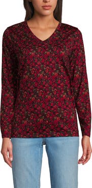 Lands' End Supima Cotton Long Sleeve V-Neck T-Shirt