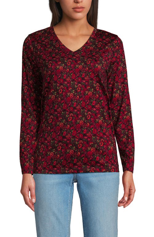 Lands' End Supima Cotton Long Sleeve V-neck T-shirt In Red