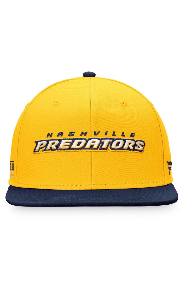 FANATICS Men's Fanatics Branded Gold/Navy Nashville Predators Iconic Color Blocked Snapback Hat, Alternate, color, Gold