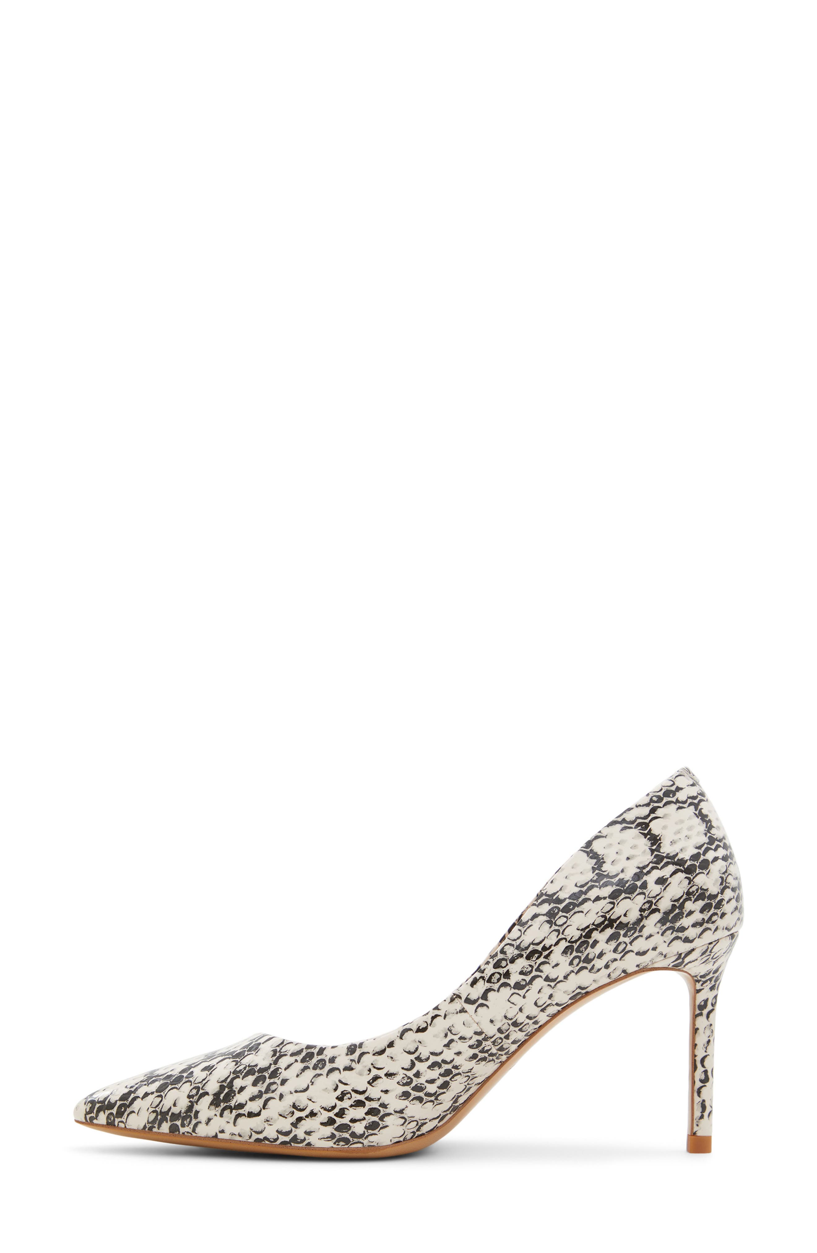 ALDO Stessy Pointed Toe Pump, Alternate, color, Cream/ Black Embossed