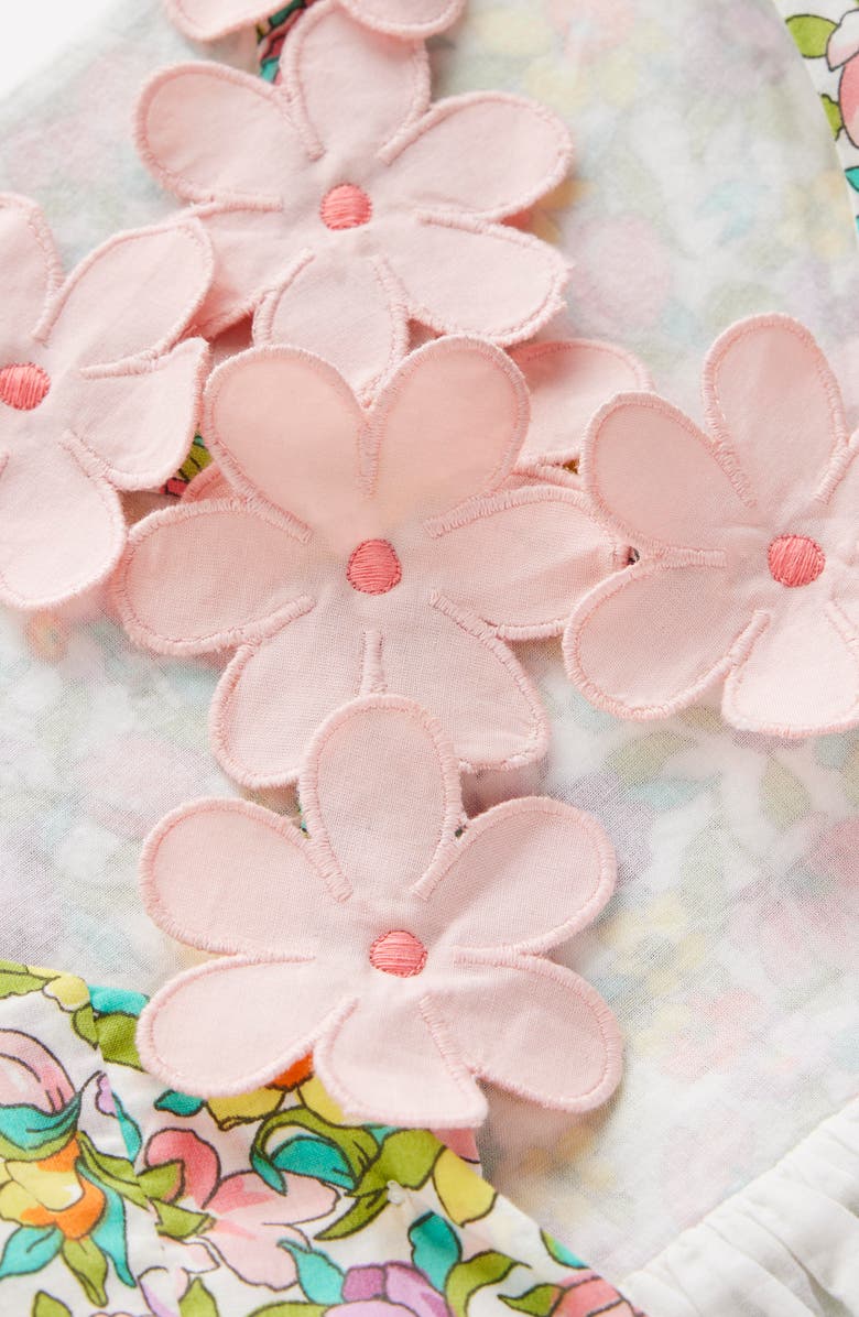 Mini Boden Kids' Floral Appliqué Strap Cotton Sundress, Alternate, color, Soft Ivory Florabunda