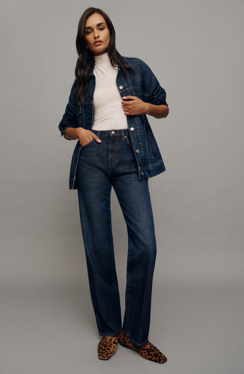 Reformation Val Baggy Distressed Straight Leg Jeans, Alternate, color, Ahurani