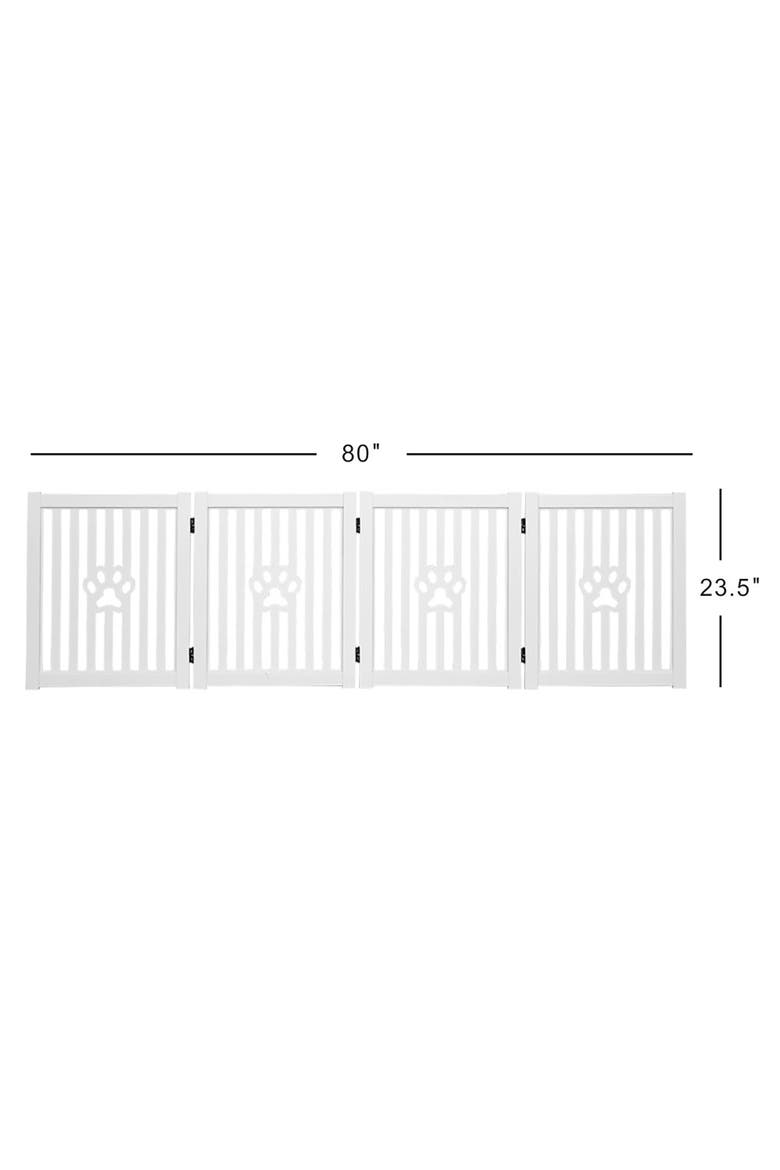4 Panel Dog Gate White Foldable Wooden, Alternate, color, Multicolored
