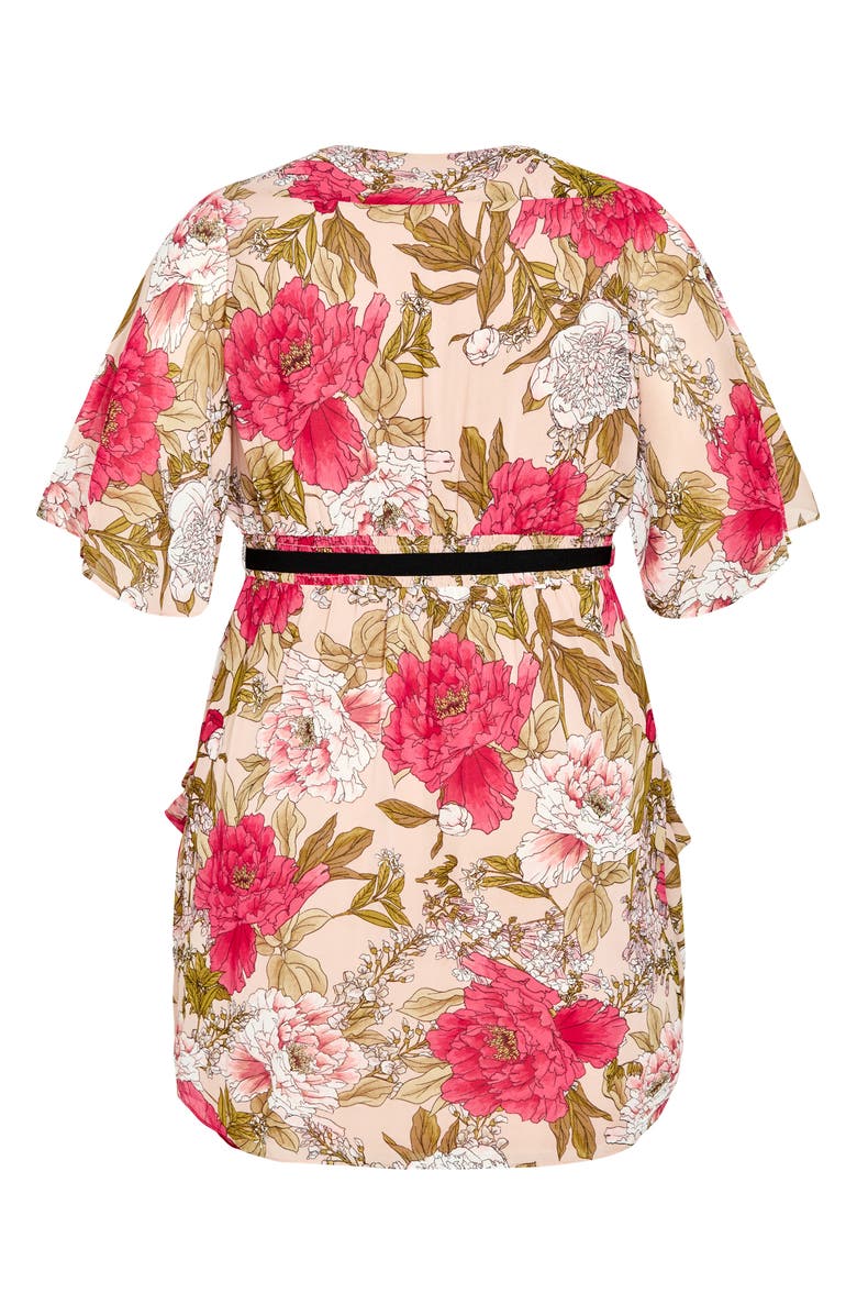 City Chic Frida Floral Faux Wrap Dress, Alternate, color, Champagne Wild Rose