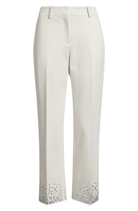 フィットネスボトムス OFF WHITE Women Pants OWCH006F23JER001 6110 Beige XFLWAM Wide Leg Pants for Women High Waist Dressy Bow Tie