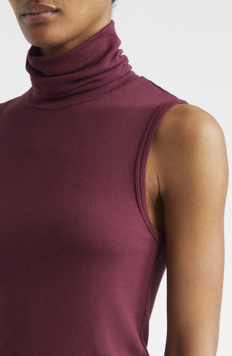 ATM Anthony Thomas Melillo Rib Sleeveless Turtleneck Top, Alternate, color, Merlot