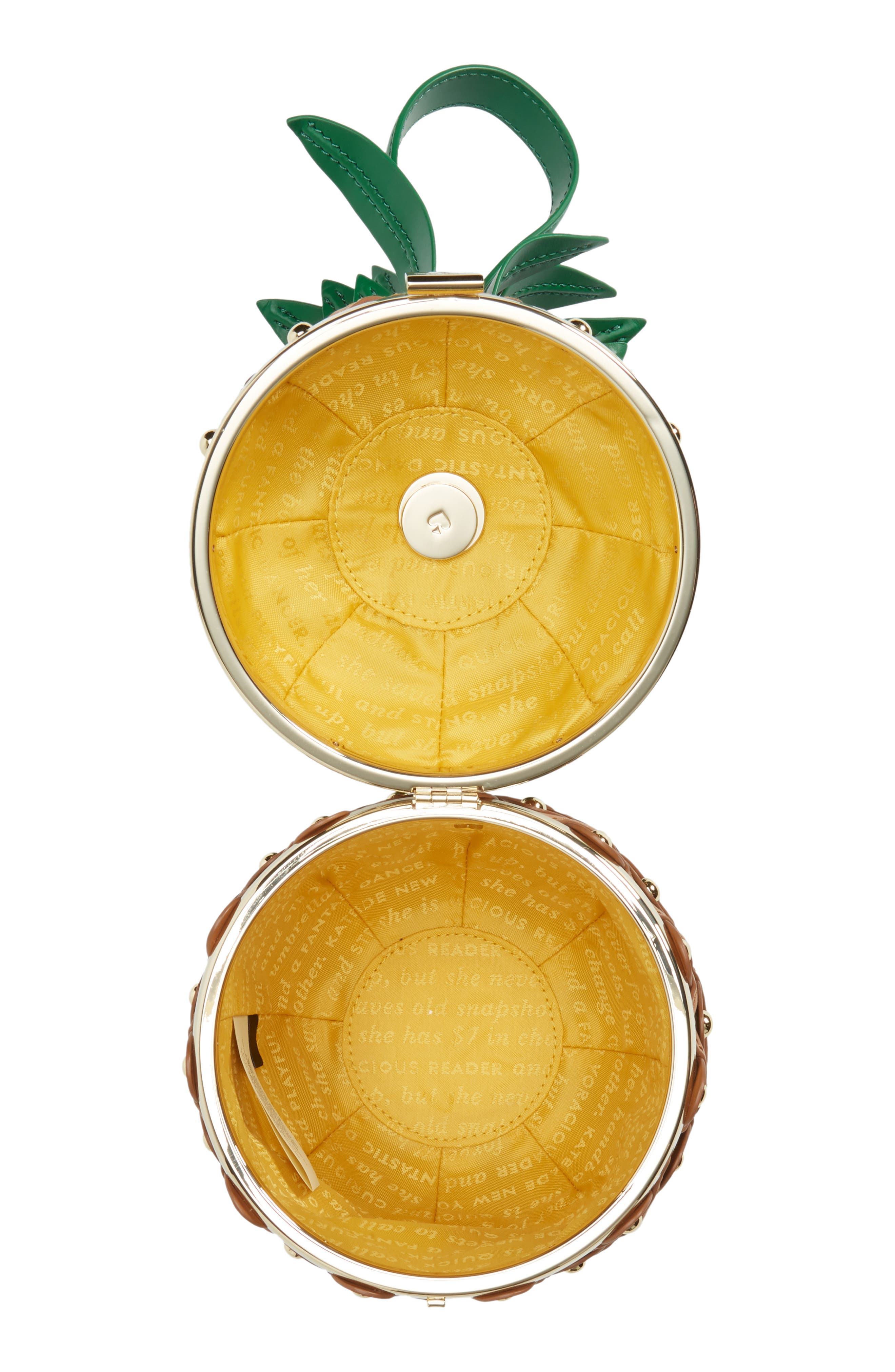 Kate Spade New York by the pool 3D pineapple leather clutch, Alternate, color, 