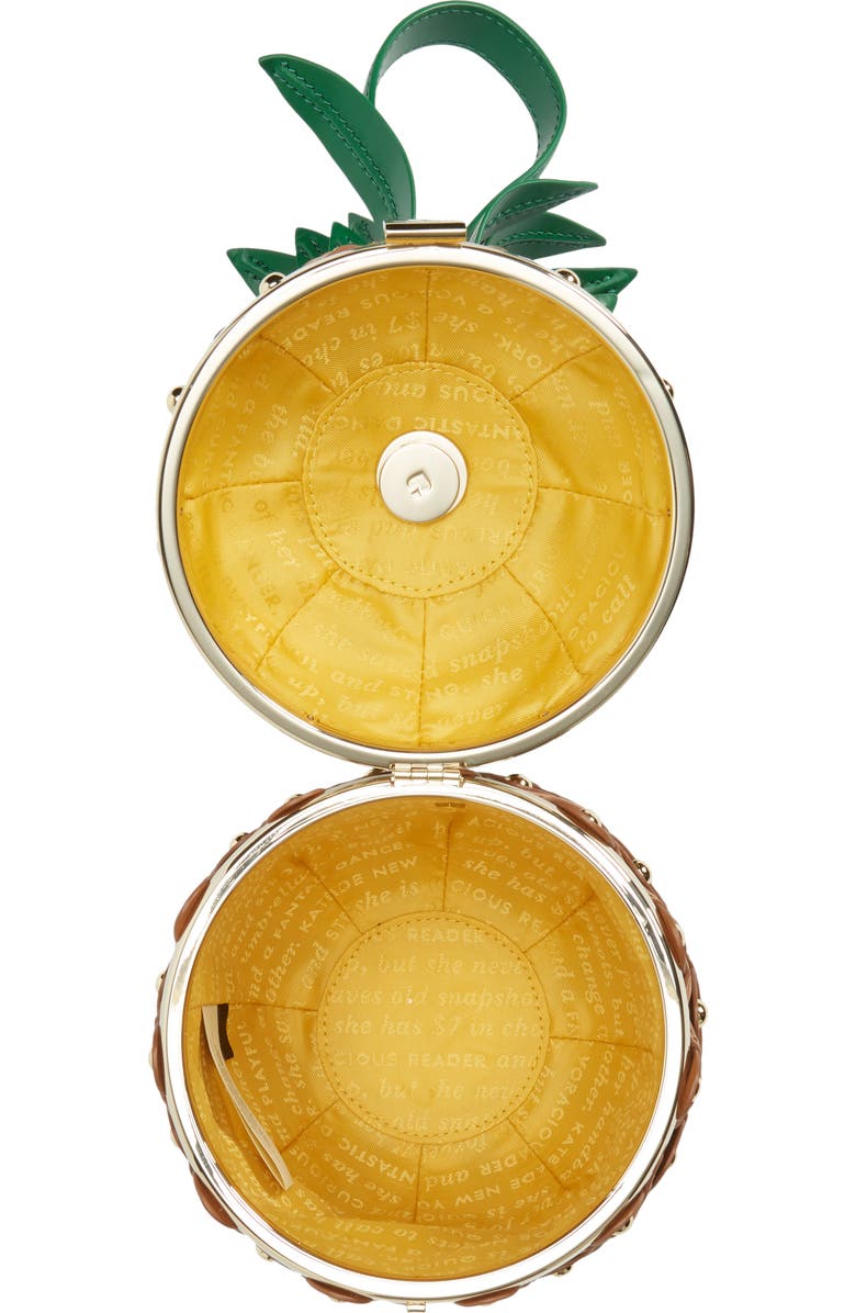 Kate Spade New York by the pool 3D pineapple leather clutch, Alternate, color,