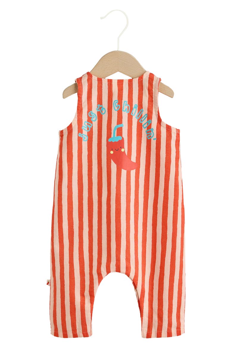 Just Chillin' Stripe Romper, Alternate, color, RED