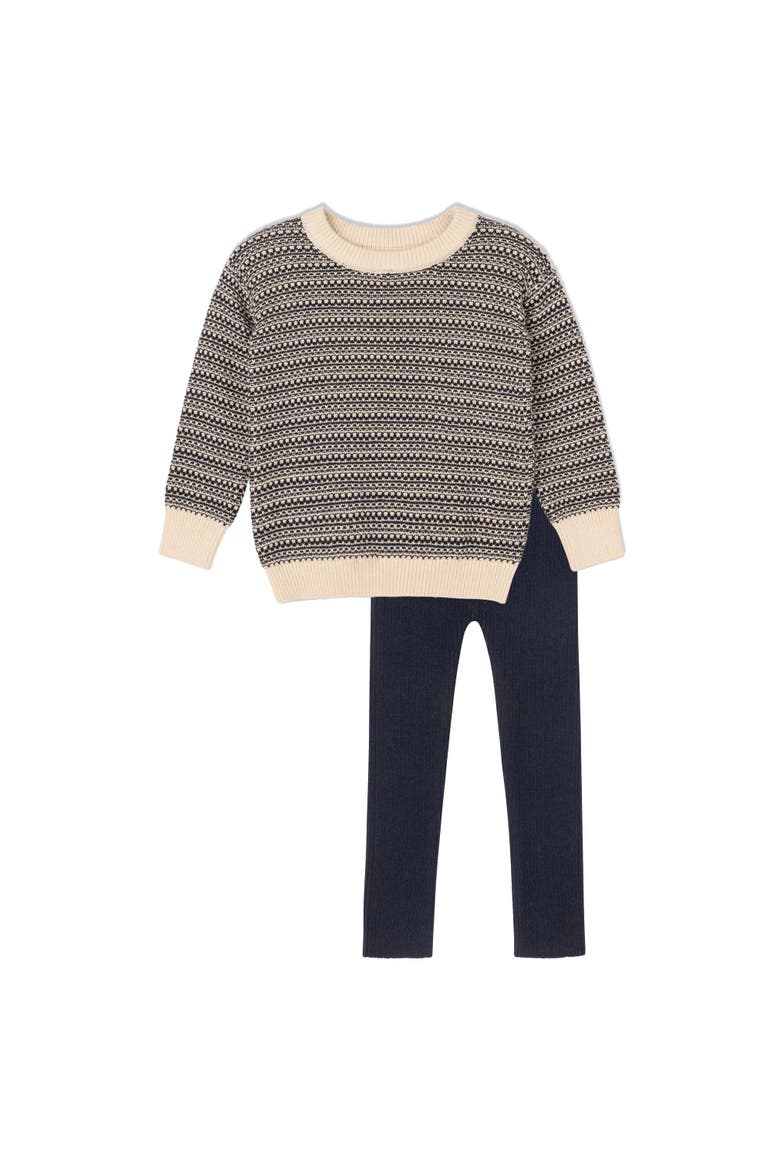 Looms Distressed Knit Collection - Toddler Set, Main, color, Navy/Ivory