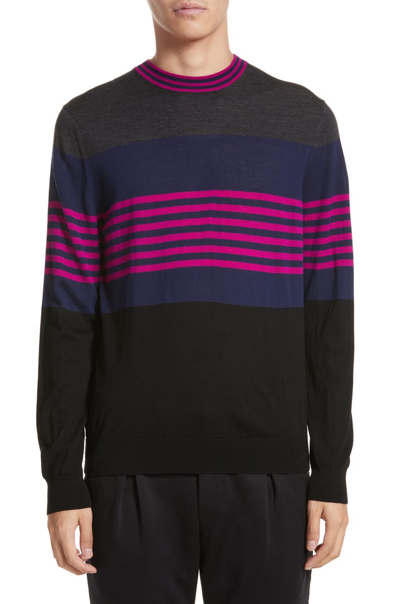 Paul Smith Stripe Merino Wool Crewneck Sweater, Main, color,
