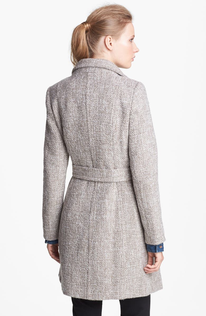 T Tahari 'Izzy' Belted Tweed Coat, Alternate, color,