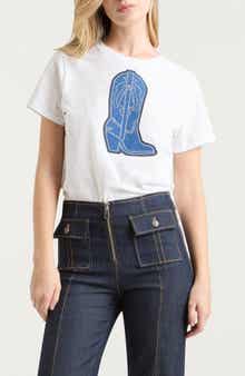 Cinq à Sept Silver Studs Denim Boot T-Shirt
