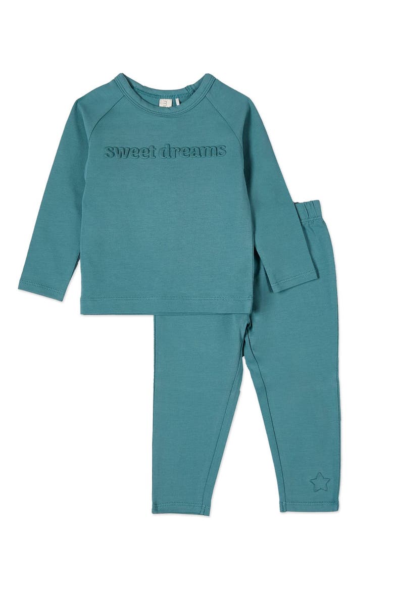 Kid's Cotton Fleece 3D Embossed Pajama Set, Main, color, Arctic