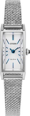 Citizen Fio Tank Silvertone Mesh Strap Watch, 14.3mm x 30.7mm
