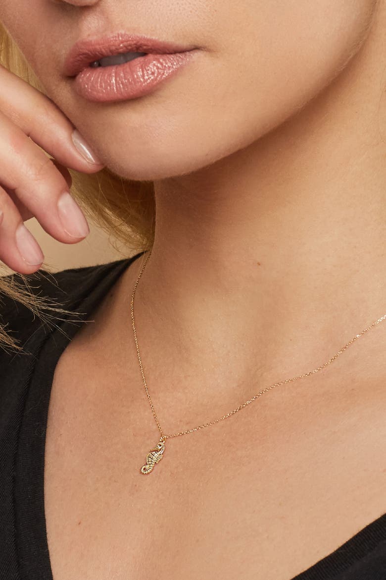 14K Yellow Gold Seahorse Pendant Charm, Alternate, color, Yellow Gold