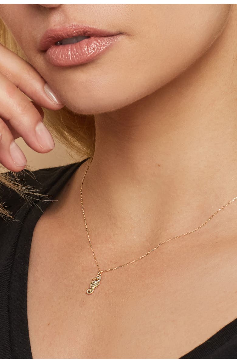 Oradina 14K Yellow Gold Seahorse Pendant Charm, Alternate, color, Yellow Gold