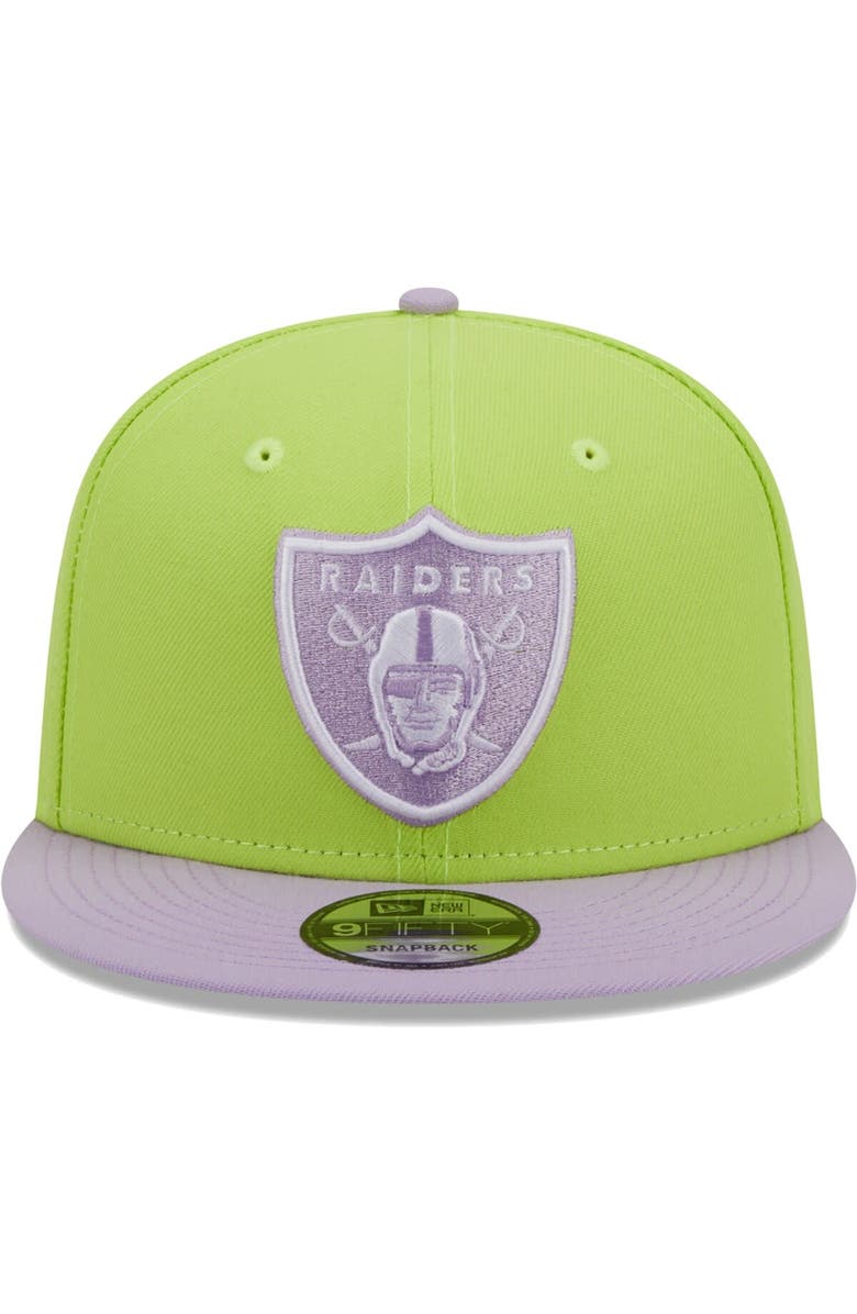 New Era Men's New Era Neon Green/Lavender Las Vegas Raiders Two-Tone Color Pack 9FIFTY Snapback Hat, Alternate, color,
