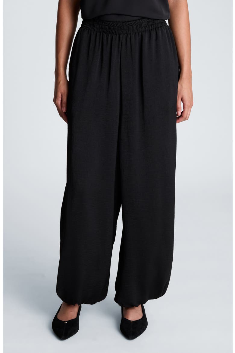 Balloon Leg Charmeuse Pants, Main, color, BLACK