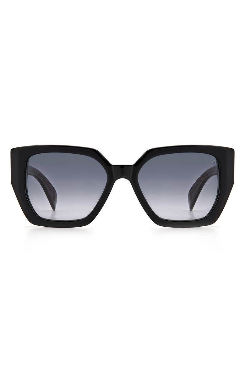 rag & bone 54mm Rectangular Sunglasses, Main, color, Black / Grey Shaded