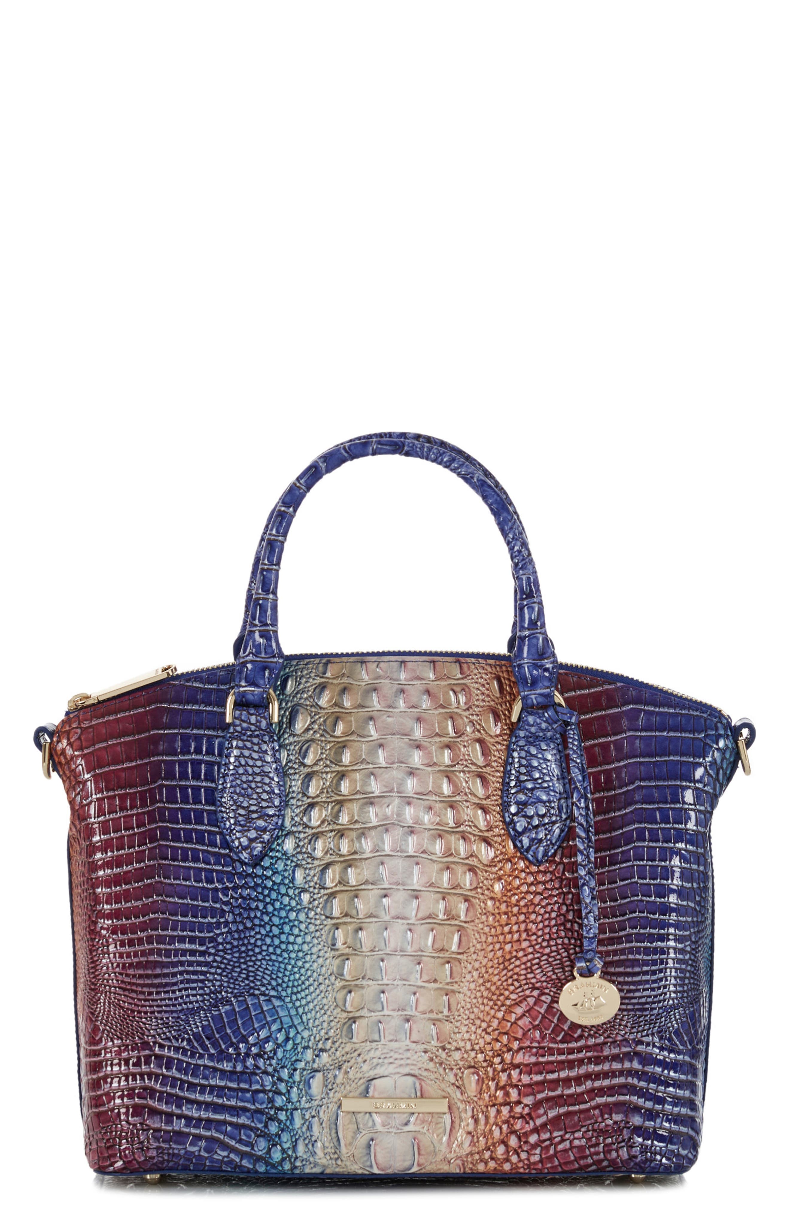 Brahmin Duxbury Croc Embossed Leather Satchel, Main, color, 
