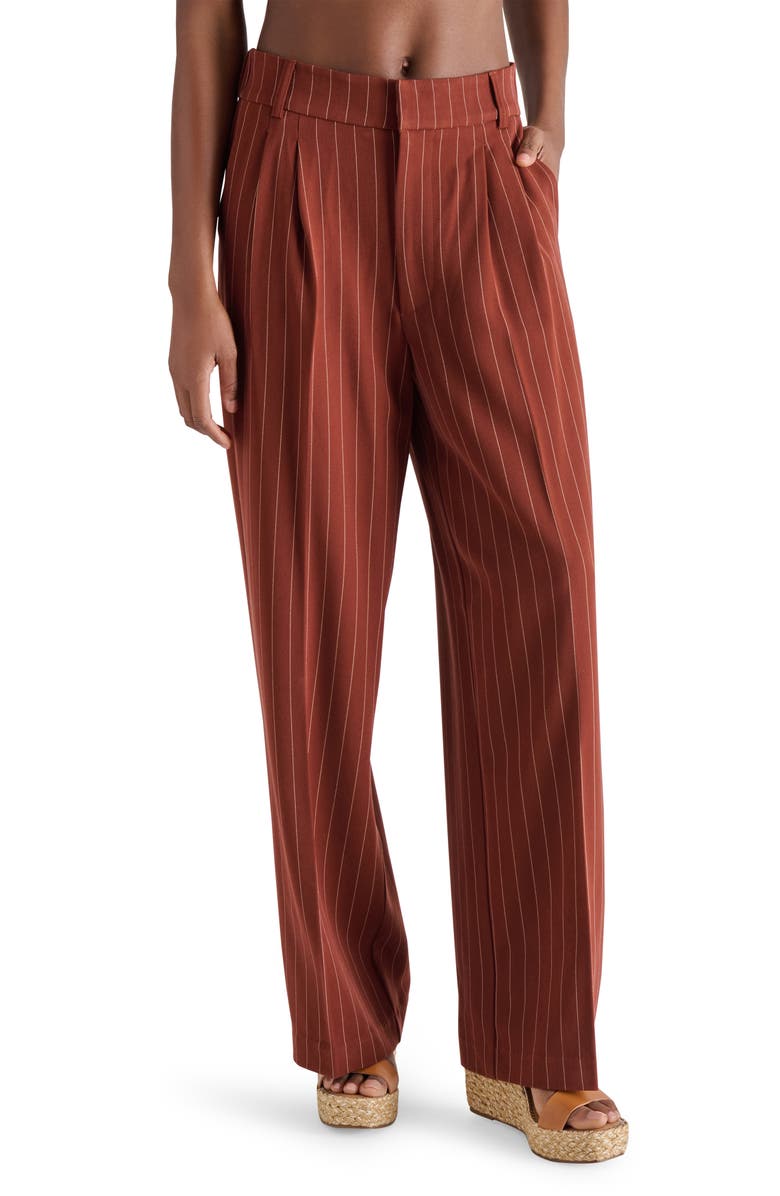 Steve Madden Pleated Straight Leg Pants, Main, color, Cinnamon