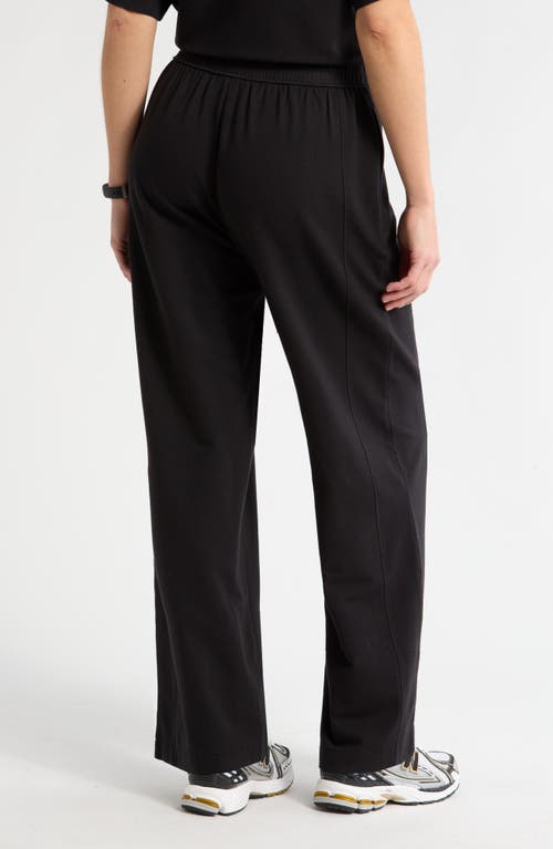 Zella Luxe Terry Wide Leg Pocket Pants In Black