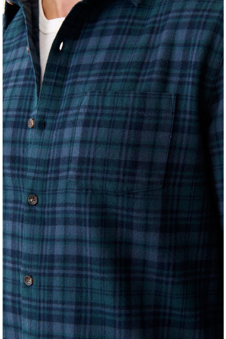 Tahoe Plaid Flannel Button-Up Shirt, Alternate, color, GREEN/ NAVY PLAID