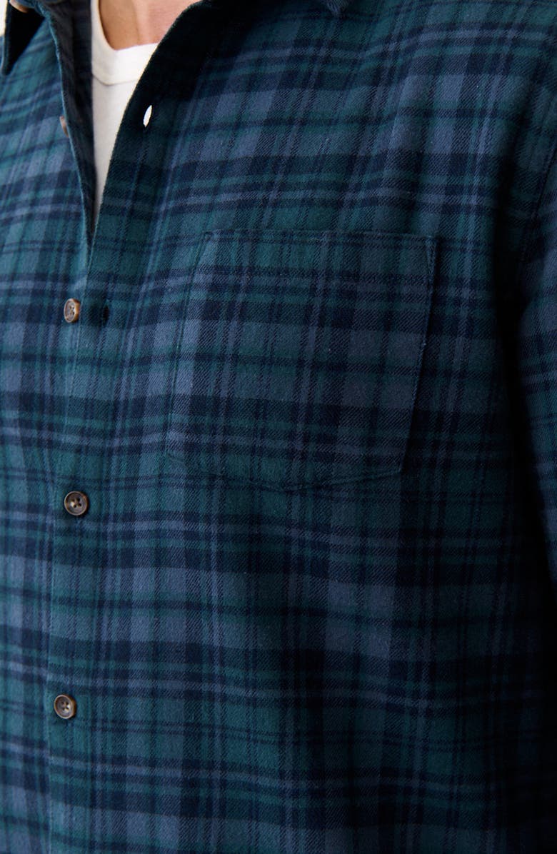 Marine Layer Tahoe Plaid Flannel Button-Up Shirt, Alternate, color, Green/ Navy Plaid