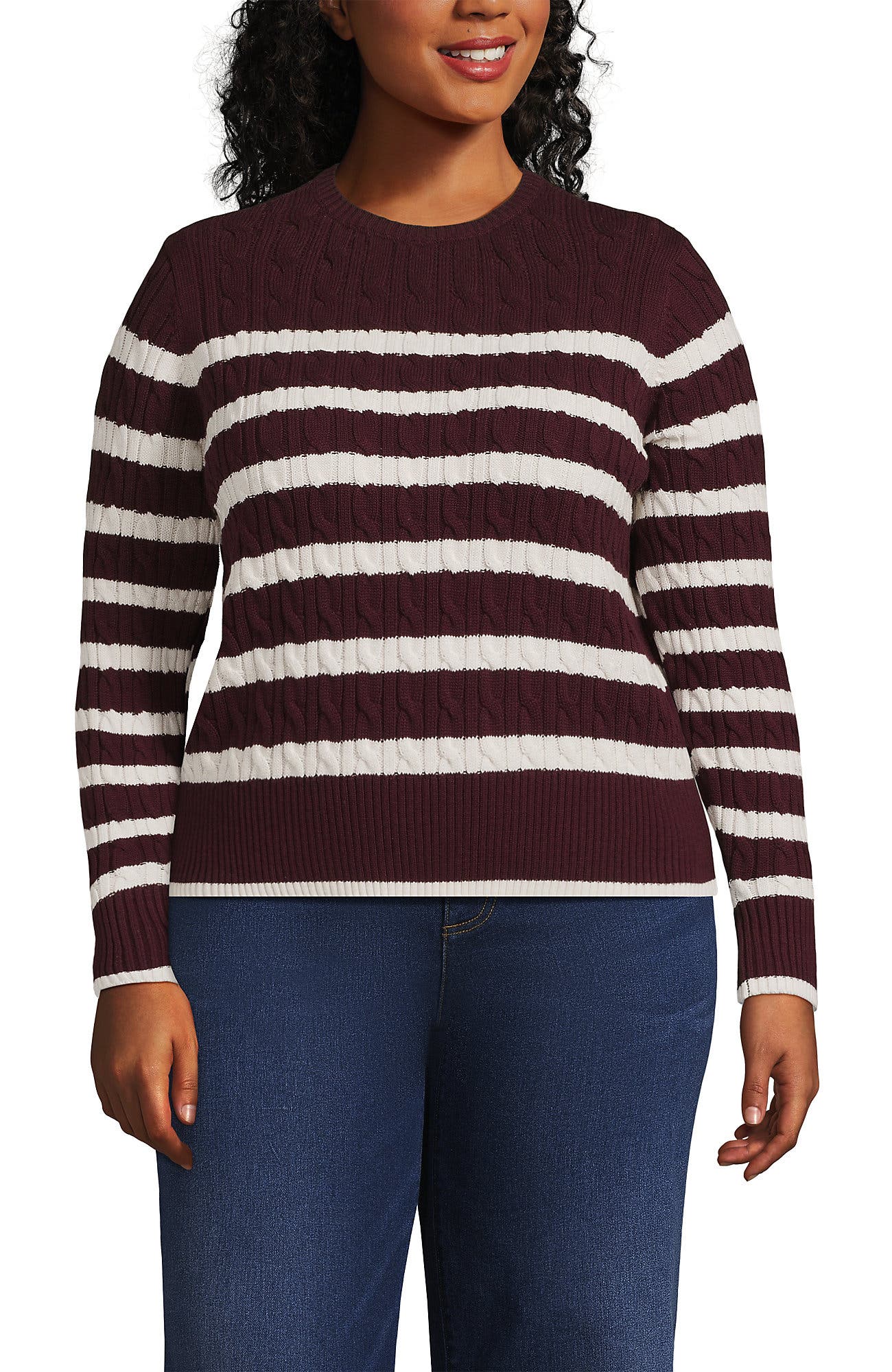 Burgundy/Ivory Latte Stripe