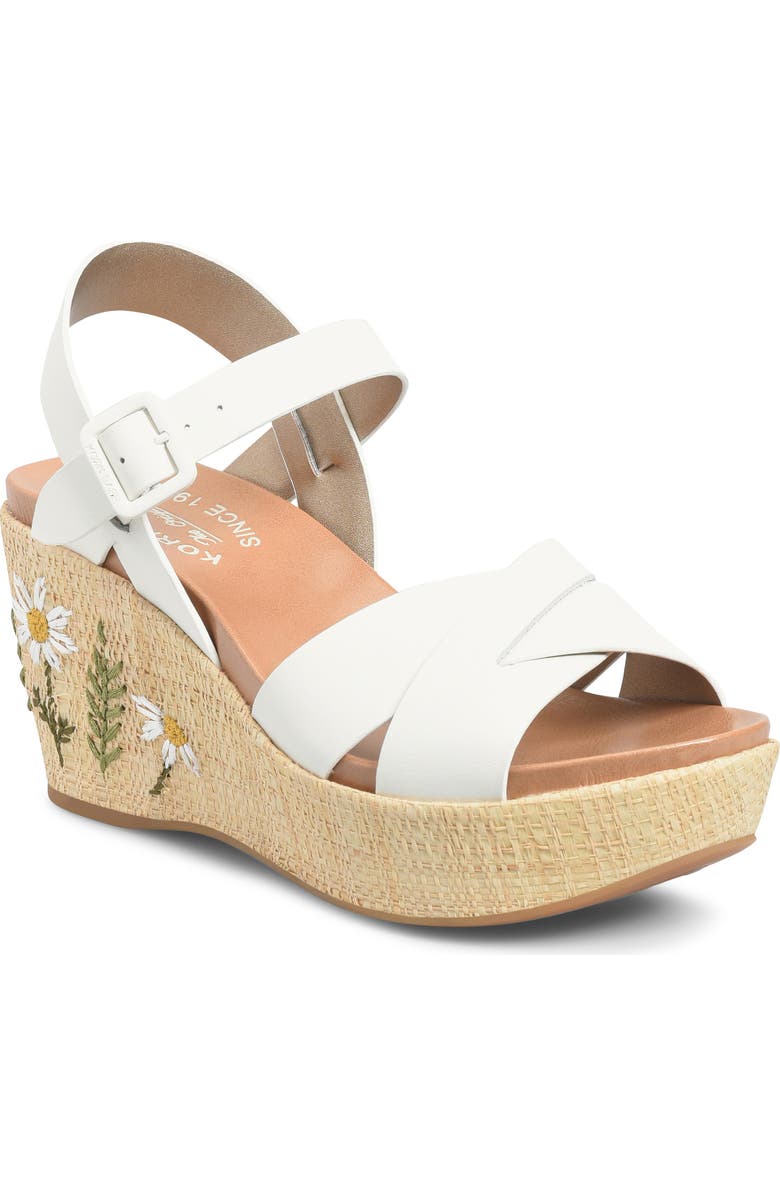 Kork-Ease<sup>®</sup> Ava 2.0 Platform Wedge Sandal, Main, color, White/ Cream Raffia Wrap
